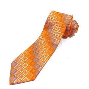 MICHAEL KORS Orange Geometric Silk Tie 3 1/2" Wide